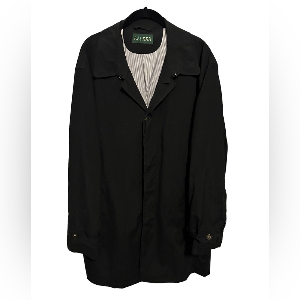 Lauren Ralph Lauren Black Trench Coat Jacket size 44R